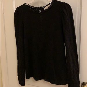 Black Loft long sleeve lace top.